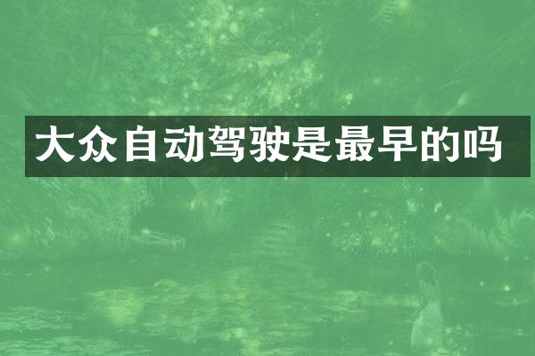 大众自动驾驶是最早的吗