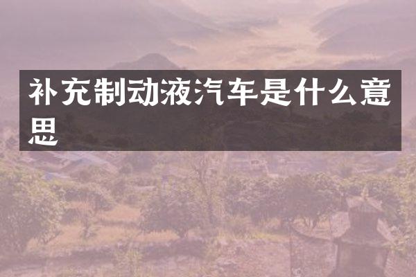 补充制动液汽车是什么意思