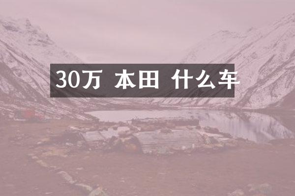 30万 本田 什么车