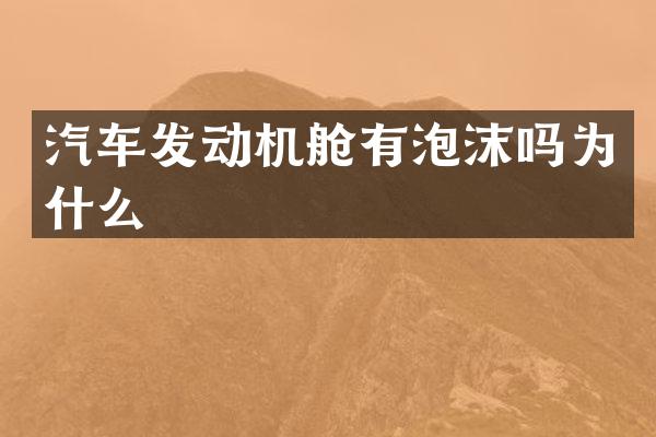 汽车发动机舱有泡沫吗为什么