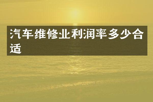 汽车维修业利润率多少合适