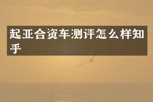 起亚合资车测评怎么样知乎