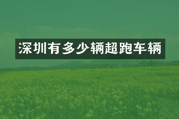 深圳有多少辆超跑车辆