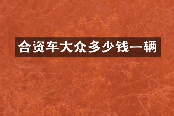 合资车大众多少钱一辆