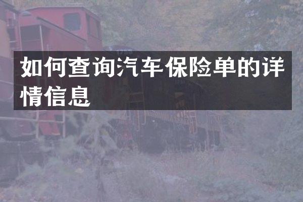 如何查询汽车保险单的详情信息
