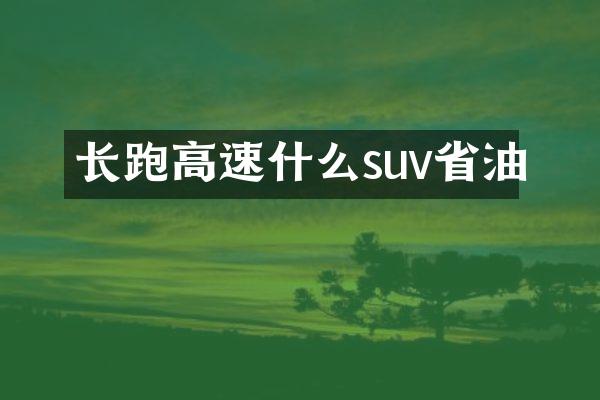 长跑高速什么suv省油