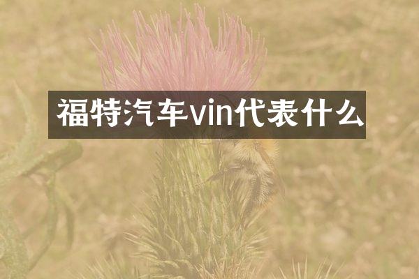 福特汽车vin代表什么