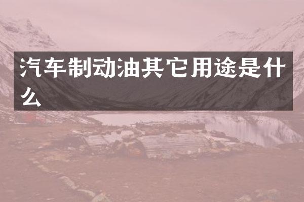 汽车制动油其它用途是什么