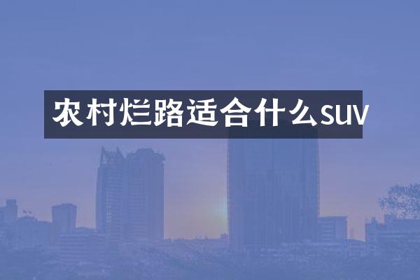 农村烂路适合什么suv
