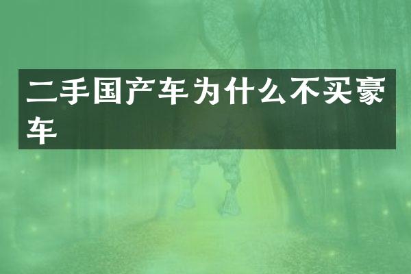 二手国产车为什么不买豪车