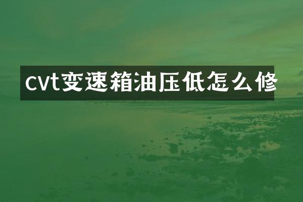 cvt变速箱油压低怎么修