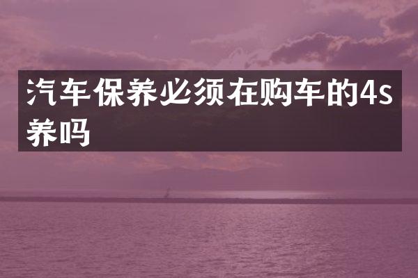 汽车保养必须在购车的4s保养吗