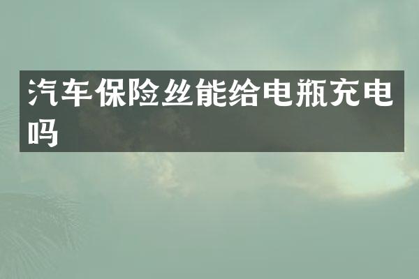 汽车保险丝能给电瓶充电吗