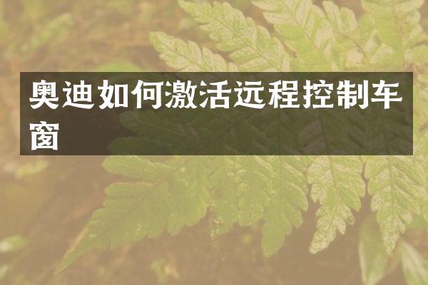 奥迪如何激活远程控制车窗