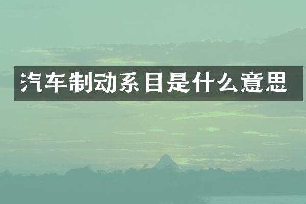 汽车制动系目是什么意思