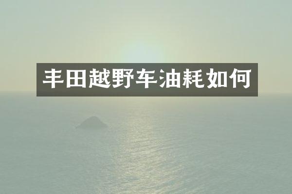 丰田越野车油耗如何