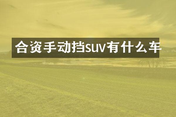 合资手动挡suv有什么车