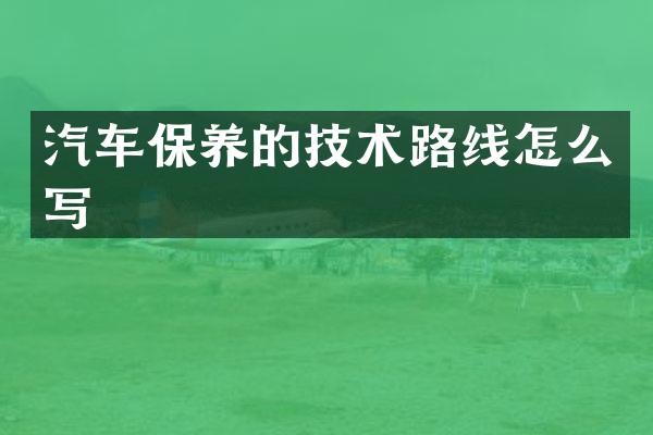 汽车保养的技术路线怎么写