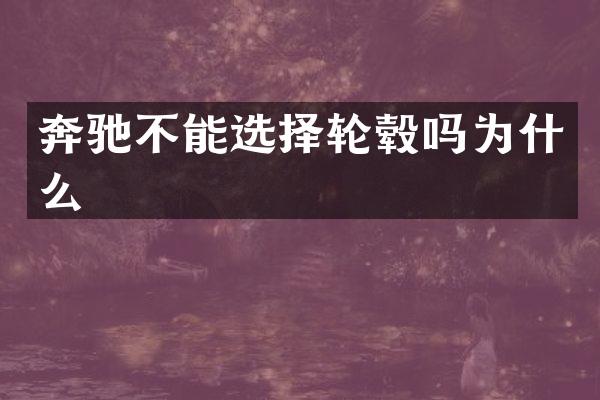 奔驰不能选择轮毂吗为什么
