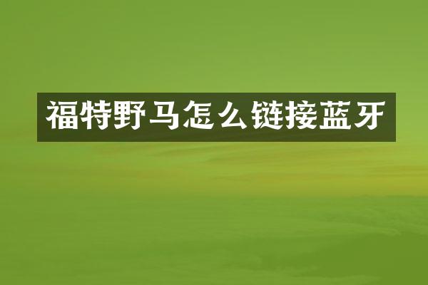 福特野马怎么链接蓝牙