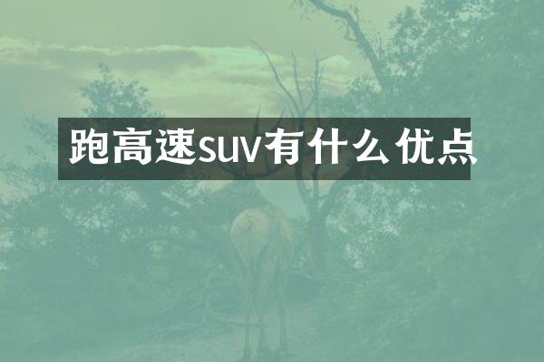 跑高速suv有什么优点