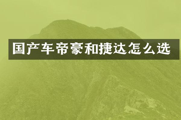 国产车帝豪和捷达怎么选