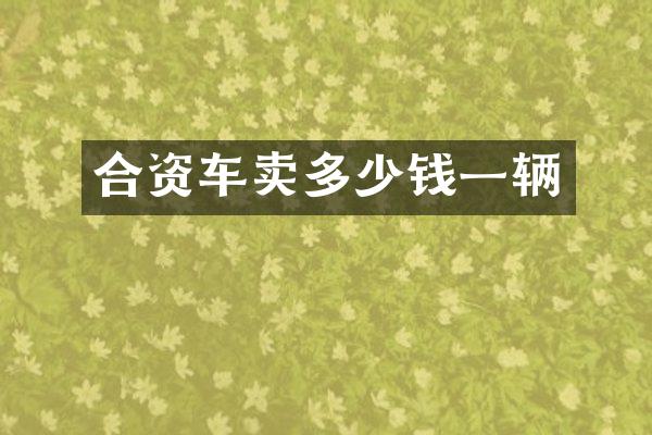 合资车卖多少钱一辆