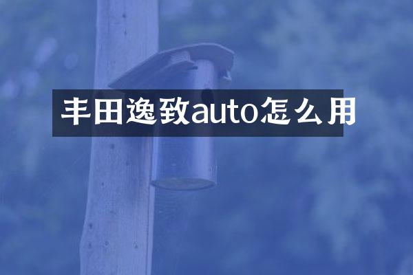 丰田逸致auto怎么用
