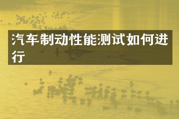 汽车制动性能测试如何进行