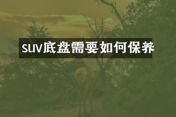 suv底盘需要如何保养