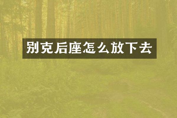 别克后座怎么放下去