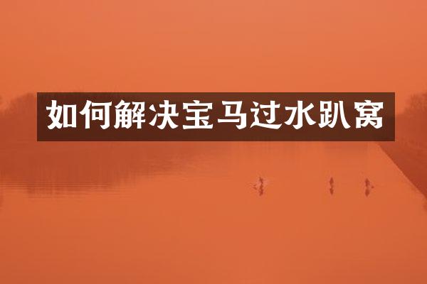 如何解决宝马过水趴窝
