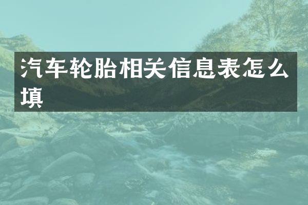 汽车轮胎相关信息表怎么填