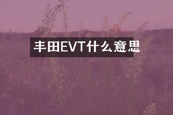 丰田EVT什么意思