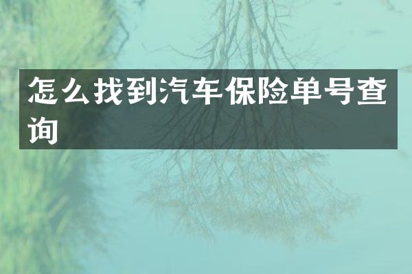 怎么找到汽车保险单号查询
