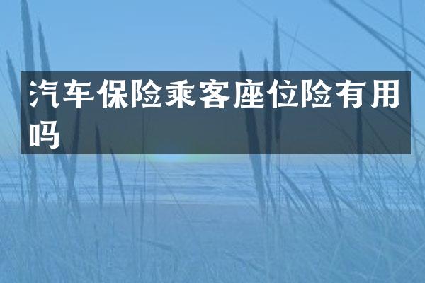 汽车保险乘客座位险有用吗