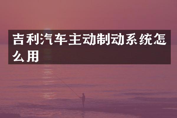 吉利汽车主动制动系统怎么用