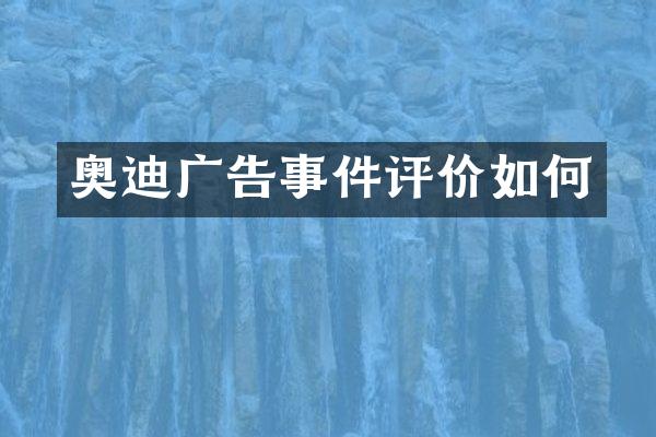 奥迪广告事件评价如何