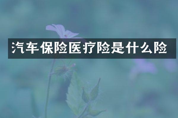 汽车保险医疗险是什么险