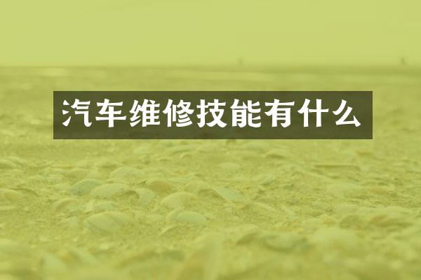 汽车维修技能有什么