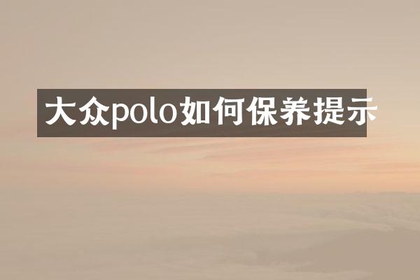 大众polo如何保养提示