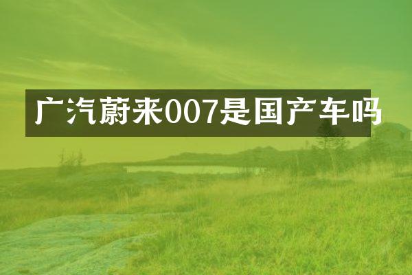 广汽蔚来007是国产车吗