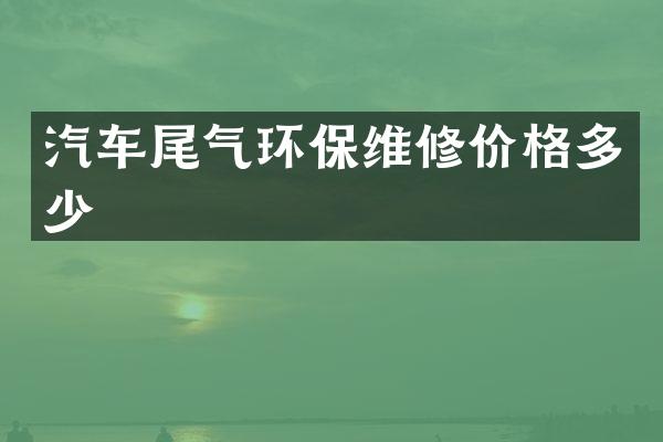 汽车尾气环保维修价格多少