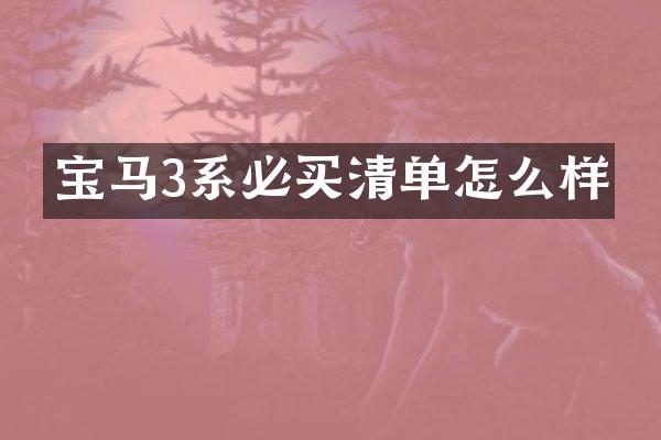 宝马3系必买清单怎么样