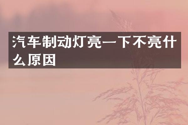 汽车制动灯亮一下不亮什么原因