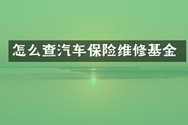 怎么查汽车保险维修基金
