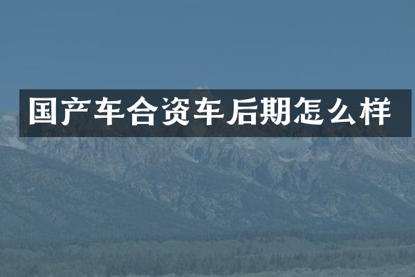 国产车合资车后期怎么样