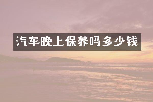汽车晚上保养吗多少钱