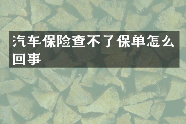 汽车保险查不了保单怎么回事