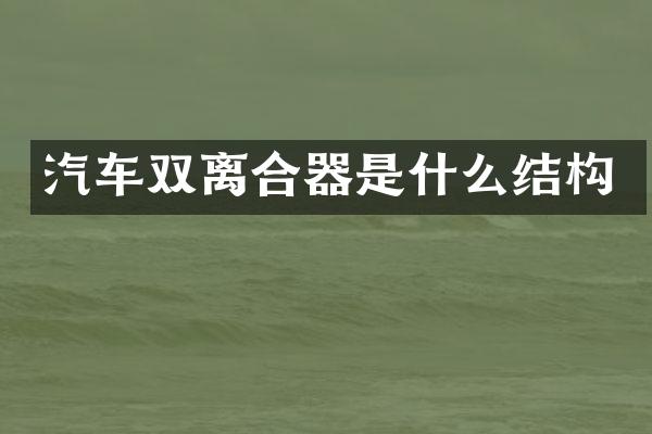 汽车双离合器是什么结构